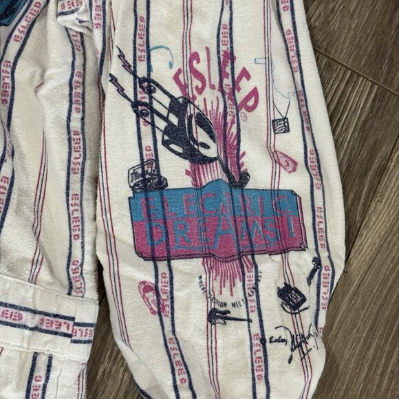 VTG 90s Esleep One Piece Jumpsuit Sleep wear Pajama Pit Crew Brooklyn Baseball - Picture 9 of 16